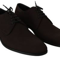 Brown Suede Leather Dress Derby Formal Shoes