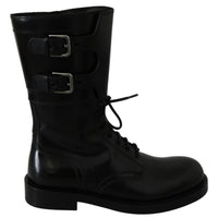 Black Buckle Women Booties Leather Boots