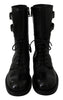 Black Buckle Women Booties Leather Boots