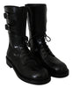 Black Buckle Women Booties Leather Boots