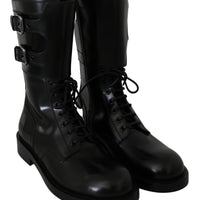 Black Buckle Women Booties Leather Boots