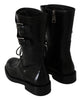 Black Buckle Women Booties Leather Boots