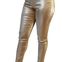Gold Glittered Skinny High Waist Pants