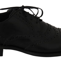 Black Leather Wingtip Oxford Dress Shoes