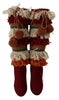 Multicolor Knitted Knee High Boots Shoes