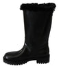 Black Leather Shearling Booties