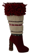 Red Wool Shearling Wooden Booties Boots Shoes