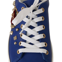 Blue Leather Gold Red Heart  Shoes Sneakers