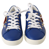 Blue Leather Gold Red Heart  Shoes Sneakers