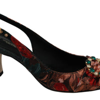 Slingbacks Multicolor Crystal Heels Shoes