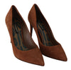 Brown Suede Leather Stiletto Shoes Heels