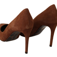 Brown Suede Leather Stiletto Shoes Heels