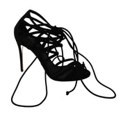 Black Suede Strap Stilettos Shoes Sandals