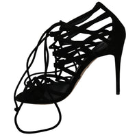 Black Suede Strap Stilettos Shoes Sandals