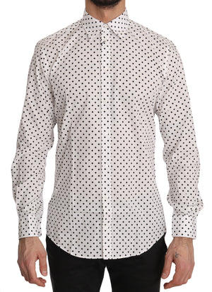 Black Polka Dot MARTINI White Cotton Shirt