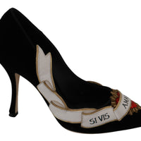 Black Velvet Amari Heart Pumps Shoes