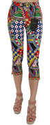 Queen Of Hearts Print Cotton Capri Pants