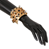 Gold Bronze Black Crystal Bangle Cuff Sicily