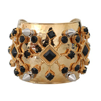 Gold Bronze Black Crystal Bangle Cuff Sicily