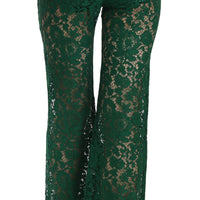 Floral Lace Green Palazzo Trouser Pants