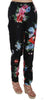 Floral Print Silk Pyjama Style Tapered Pants
