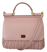 Pink Woven Fiber Shoulder Purse Borse Satchel SICILY Bag