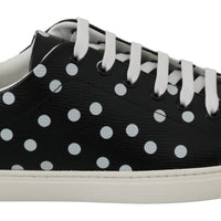 Black Leather Polka Dots Sneakers Shoes