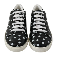 Black Leather Polka Dots Sneakers Shoes