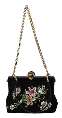 Black Floral Crystal Shoulder Borse VANDA  Purse