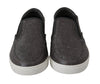 Gray Leather Flat Caiman Mens Loafers Shoes