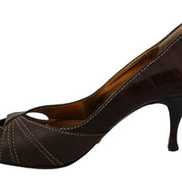 Brown Heels Women Pumps Leather Shoes