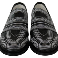 Black White Leather Slippers Loafers Shoes