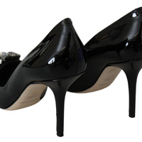 Black Leather Crystals Bellucci Pumps Shoes