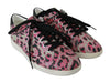 Pink Leopard Print Training Leather Flat Sneakers