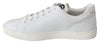 White DG GYM Leather Logo Print Mens Sneakers