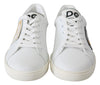 White DG GYM Leather Logo Print Mens Sneakers