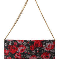 Black Roses Jacquard Clutch Shoulder Borse Purse