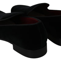 Black Velvet Flats Slipper Mens  Loafers Shoes