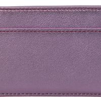 Aarna Purple Leather Card Slot Holder