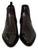 Brown Patent Leather Boots Stretch Shoes