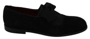 Black Velvet Bow Dress Mens Loafers Shoes