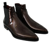 Brown Patent Leather Boots Stretch Shoes