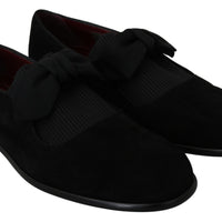 Black Velvet Bow Dress Mens Loafers Shoes