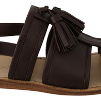 Brown Leather Gold Buckle Sandals Shoes