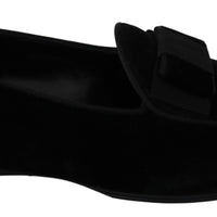 Black Velvet Flats Dress Loafers Shoes