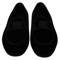 Black Velvet Flats Dress Loafers Shoes