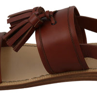 Brown Leather Gold Buckle Sandals Shoes