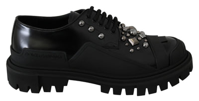 Black Leather Studded Rubber Shoes