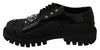 Black Leather Studded Rubber Shoes