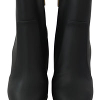 Black Leather Short Boots Zipper Shoes